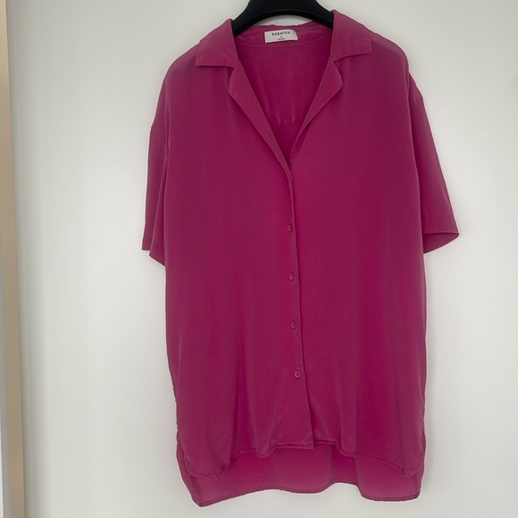 Aritzia Babaton rose Silk work shirt blouse - Picture 1 of 4